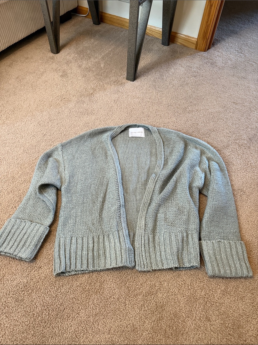 Open-Front Knit Cardigan in Sage Green - Soft Layering Sweater